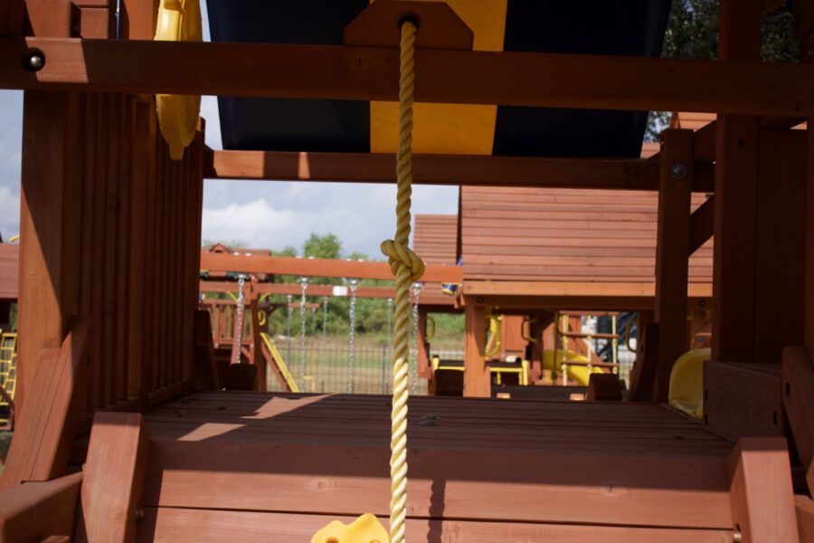 7.4 Jaguar Playcenter w/ BYB Tarp, 4x6 Monkey Bars, Loft, Yellow DoubleWall Scoop Slide and Yellow Spiral Slide