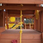 7.4 Jaguar Playcenter w/ BYB Tarp, 4x6 Monkey Bars, Loft, Yellow DoubleWall Scoop Slide and Yellow Spiral Slide