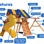 Features diagram 52 6.5 Jaguar Playcenter wBYB Tarp 4x6 Monkey Bars Loft Yellow DoubleWall Scoop Slide and Yellow Spiral Slide