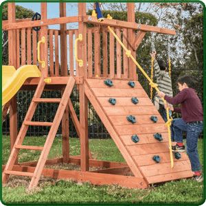 Full Width Rock Wall Full Width Rock Wall on Orangutan Fort Swing Sets