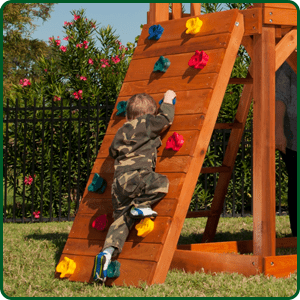 Full Width Rock Wall Full Width Rock Wall on Toucan Fort Swing Set