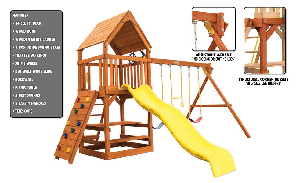 Toucan Fort Premium Cedar Wooden Swing Set Features