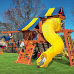 5.8 Jaguar Playcenter w/ BYB Tarp, 4x6 Monkey Bars, Loft, Yellow DoubleWall Scoop and Yellow Spiral Slide