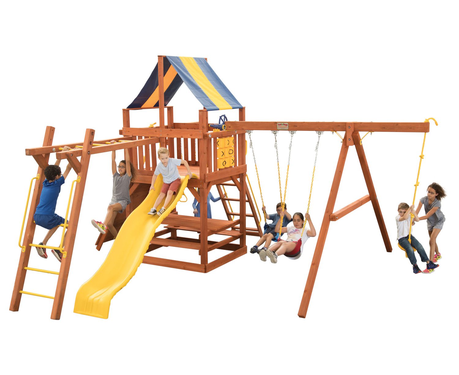 Parrot Island Fort w/4x4 Monkey Bars Swing Set Treefrogs Swingsets