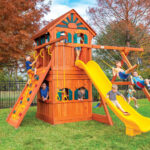 6.5 Bengal Fort w/ Wood Roof, Treehouse Panels, Playhouse Panels, and Scoop Slide