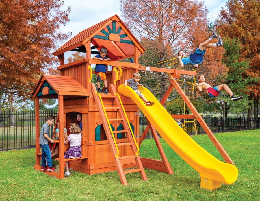 6.5 Bengal Fort w/ Wood Roof, Playhouse Panels, and DoubleWall Scoop Slide