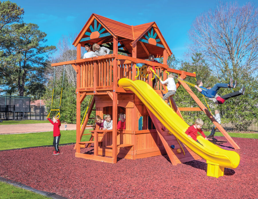 6.5 MegaDeck Fort w/ Wood Roof, Playhouse Panels, and DoubleWall Scoop Slide